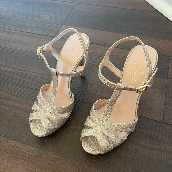 Kate Spade Elegant Gold Strappy Heels - Picture 2 of 4